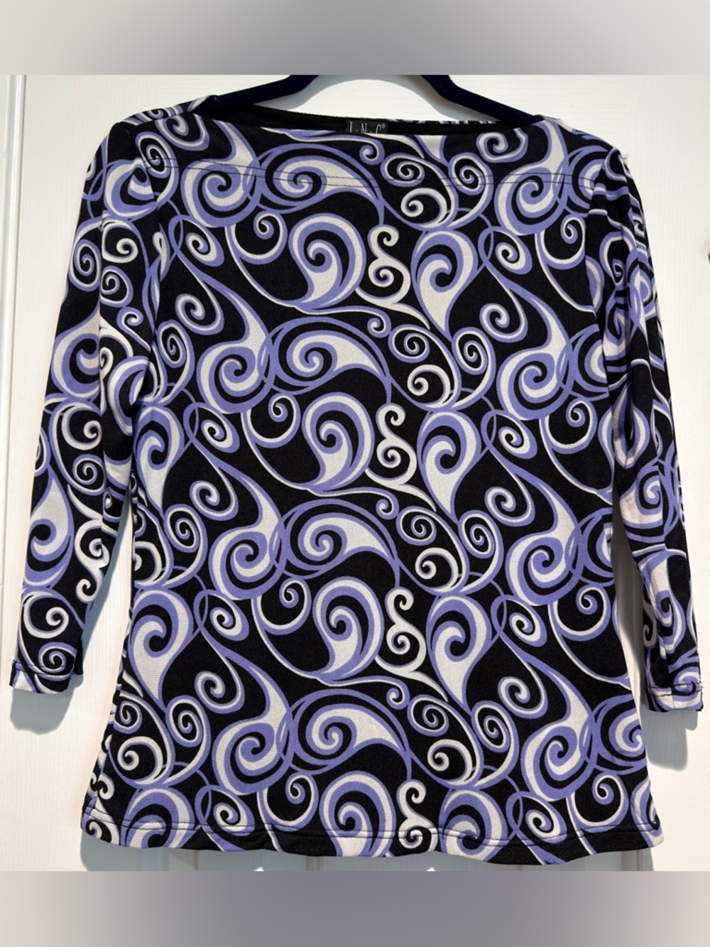 Women's INC International Concepts 3/4 Sleeve Blouse Size Medium Prpl Blk Wht